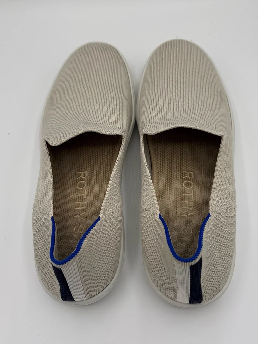 Rothy's The Original Slip On Sneakers Sand Beige Women's Size 7.5 Washable